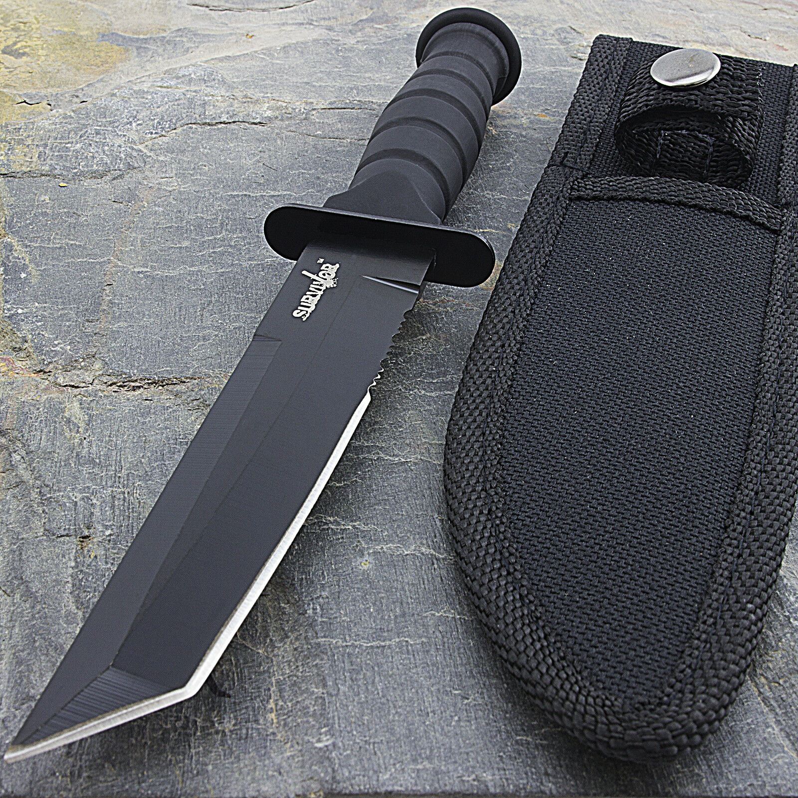7.5" Military Tactical Tanto Combat Knife W/ Sheath Survival Hunting Fixed Blade